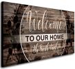 Canvas Wall Art for Living Room|Welcome to Our Home Sign|Framed Wall Art|Welcome Signs for Home Decor|Brown Canvas Prints Wall Pictures Painting Artwo