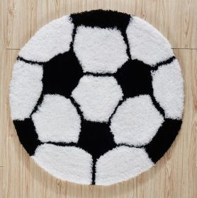 "Sports Theme" Shaped Hand Tufted Extra Soft Shag Area Rug (36-in Diameter)