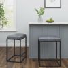 (Set of 2) Riley Indoor Grey Metal Faux Leather Bar Stools