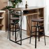 Set of 2 Swivel Adjustable Height Bar Stool - WALNUT & BLACK