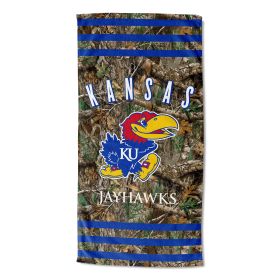 Kansas OFFICIAL NCAA Realtree "Stripes" Beach Towel; 30" x 60"