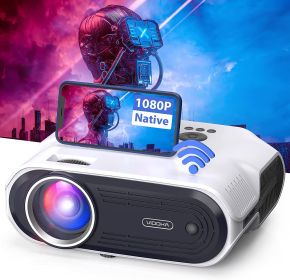 VIDOKA Native 1080P Wifi Projector, 8000L Full HD Video Projector for Home & Outdoor Use, 300" Display & Zoom Movie Projector with Hifi Stereo, Sleep