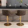 Swivel Barstools Adjusatble Seat Height; Modern PU Upholstered Bar Stools with the whole Back Tufted; for Home Pub and Kitchen Island(Brown; Set of 2)