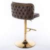 Swivel Barstools Adjusatble Seat Height; Modern PU Upholstered Bar Stools with the whole Back Tufted; for Home Pub and Kitchen Island(Brown; Set of 2)