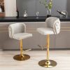 Swivel Barstools Adjusatble Seat Height; Modern PU Upholstered Bar Stools with the whole Back Tufted; for Home Pub and Kitchen Island(Beige; Set of 2)