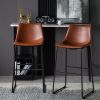 Set of 2 Wide Modern Faux Leather Counter Stool with Metal Legs For Dining Room