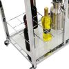 Bar Cart for Home, 3-Tier Mobile Kitchen Serving Cart with Glass Holder and Wine Rack, Rolling Wine Trolley with Tempered Glass and Chrome-Finished Me