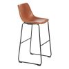 Set of 2 Wide Modern Faux Leather Counter Stool with Metal Legs For Dining Room