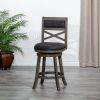 30" Bar Height X-Back Swivel Stool; Weathered Gray Finish Grey; Charcoal Fabric Seat