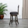 30" Bar Height X-Back Swivel Stool; Weathered Gray Finish Grey; Charcoal Fabric Seat