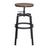 Set of 2 Swivel Adjustable Height Bar Stool - WALNUT & BLACK