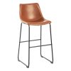 Set of 2 Wide Modern Faux Leather Counter Stool with Metal Legs For Dining Room