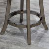 30" Bar Height X-Back Swivel Stool; Weathered Gray Finish Grey; Charcoal Fabric Seat