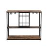 Industrial Wine Rack Table with Glass Holder, Wine Bar Cabinet with Storage