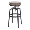 Set of 2 Swivel Adjustable Height Bar Stool - WALNUT & BLACK