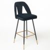 Contemporary Velvet Upholstered Connor 28" Bar Stool & Counter Stools with Nailheads and Gold Tipped Black Metal Legs,Set of 2 (Green)