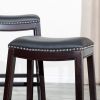 30" Bar Stool; Espresso Finish; Black Leather Seat