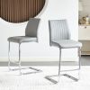 Light grey modern simple bar chair PU leather chrome metal pipe, restaurant, family bar chair set of 2