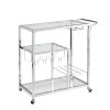 Bar Cart for Home, 3-Tier Mobile Kitchen Serving Cart with Glass Holder and Wine Rack, Rolling Wine Trolley with Tempered Glass and Chrome-Finished Me