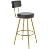 TOPMAX Modern 30inch Bar Stools; Bar Dining Chairs with Velvet Upholstered Back and Seat Cushions for Dining Room; Home Bar; Set of 2; Gray