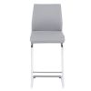 Light grey modern simple bar chair PU leather chrome metal pipe, restaurant, family bar chair set of 2