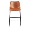 Set of 2 Wide Modern Faux Leather Counter Stool with Metal Legs For Dining Room