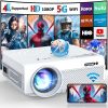 Projector with WiFi and Bluetooth; 5G WiFi Native 1080P Outdoor Projector 10000L Support 4K; Portable Movie Projector with Screen and Max 300"; for iO