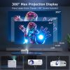 Projector with WiFi and Bluetooth; 5G WiFi Native 1080P Outdoor Projector 10000L Support 4K; Portable Movie Projector with Screen and Max 300"; for iO