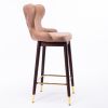 29.9&quot; Modern Leathaire Fabric bar chairs; Tufted Gold Nailhead Trim Gold Decoration Bar stools; Set of 2 (Khaki)