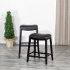 30" Bar Stool; Espresso Finish; Black Leather Seat