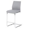 Light grey modern simple bar chair PU leather chrome metal pipe, restaurant, family bar chair set of 2