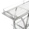 Contemporary Chrome Bar Cart with Wine Rack Silver Modern Glass Metal Frame Wine Storage