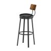 Oval Stool Swivel Bar Stool;  Tall Bar Stool With Backrest;  Industrial;  Thick Iron Frame Footrest;  29.5" High.