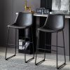 Set of 2 L-shaped Modern Faux Leather Counter Bar Stool with Metal Legs for Dining Room