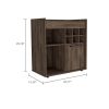 Whitlock 6-Bottle 2-Shelf Bar Cabinet Dark Walnut