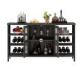 JHX Industrial Wine Bar Cabinet; Liquor Storage Credenza; Sideboard with Wine Racks & Stemware Holder (Dark Grey; 55.12''w x 13.78''d x 30.31' ' h)