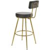 TOPMAX Modern 30inch Bar Stools; Bar Dining Chairs with Velvet Upholstered Back and Seat Cushions for Dining Room; Home Bar; Set of 2; Gray