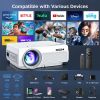 Projector with WiFi and Bluetooth; 5G WiFi Native 1080P Outdoor Projector 10000L Support 4K; Portable Movie Projector with Screen and Max 300"; for iO