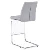 Light grey modern simple bar chair PU leather chrome metal pipe, restaurant, family bar chair set of 2