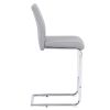 Light grey modern simple bar chair PU leather chrome metal pipe, restaurant, family bar chair set of 2