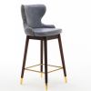 29.9&quot; Modern Leathaire Fabric bar chairs; Tufted Gold Nailhead Trim Gold Decoration Bar stools; Set of 2 (Stone Blue)