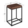 (Set of 2) Riley Indoor Brown Metal Faux Leather Bar Stools