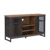 Miltifunctional Industrial Storage Cabinet;  Wine Bar Cabinet for Liquor and Glasses;  TV Stand & Media Entertainment Center Console Table