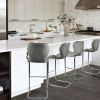 Bar chair modern design for dining and kitchen barstool with metal legs set of 4 (Grey)