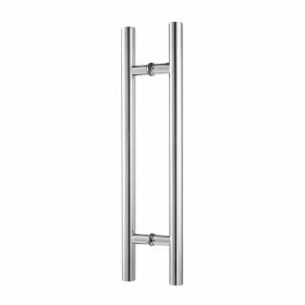 24 Inches Modern Round Bar Ladder Brushed Stainless Steel Sliding Barn Door Handle for 8-12mm Glass or 40-45mm Wood Door (size: 400mm hole round)