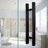 24 Inches Modern Round Bar Ladder Brushed Stainless Steel Sliding Barn Door Handle for 8-12mm Glass or 40-45mm Wood Door