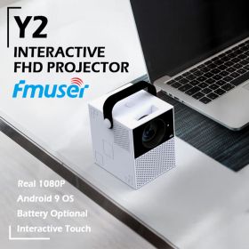 FMUSER Y2 Portable Interactive 4K 1080P Projector;  Smart WIFI Mini Android TV Home Led Video Game Movie Outdoor Camping Proyector Beamer support HDMI (Color: Android No Battery (2G RAM+16G ROM))