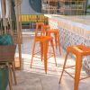 Commercial Grade 30 Inch High Backless Metal Indoor-Outdoor Bar Stool with Square Seat