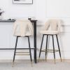 Akoya Collection Modern | Contemporary Velvet Upholstered Connor 28&quot; Bar Stool &amp; Counter Stools with Nailheads and Gold Tipped Black Metal Le