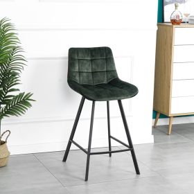 Modern Design Comfortable Nordic Metal Stool Modern Iron High Counter Leisure Bar Chair (set of 2) (Color: Retro green)